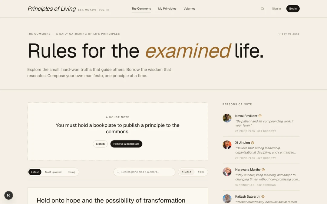 Principles of Living